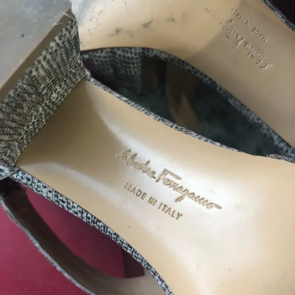 Ferragamo Grey Snake Leather Sandals US 7 with Box