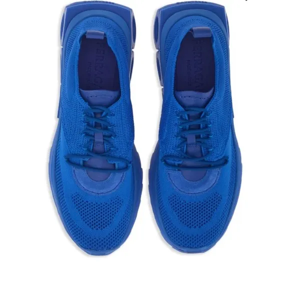 Ferragamo men’s knitted Nima cobalt blue sneakers new in box multiple sizes