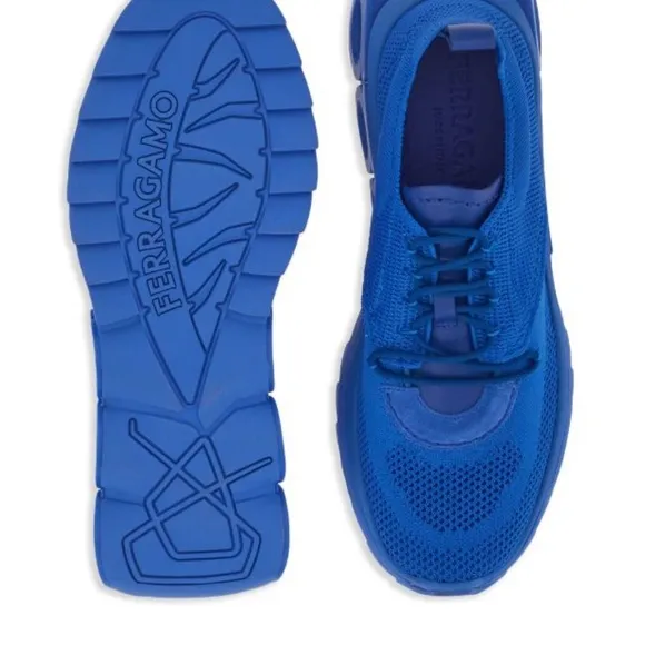 Ferragamo men’s knitted Nima cobalt blue sneakers new in box multiple sizes
