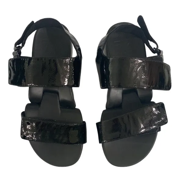 Figs by Figueroa Figulous black patent leather futuristic chunky sole sandals 11