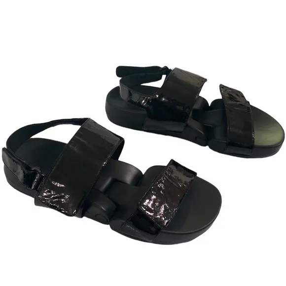 Figs by Figueroa Figulous black patent leather futuristic chunky sole sandals 11