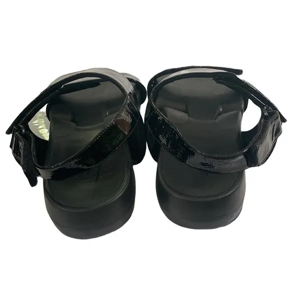 Figs by Figueroa Figulous black patent leather futuristic chunky sole sandals 11