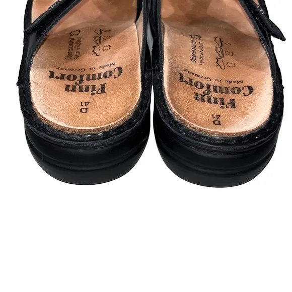 Finn Comfort Black Leather Wichita Flip Flop Thong Sandals