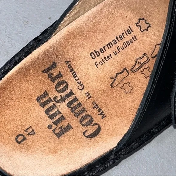 Finn Comfort Black Leather Wichita Flip Flop Thong Sandals