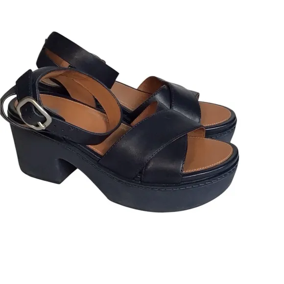 Fit Flop Women Chunky heel platform Sandals Sz. 5 Blue NWOT Comfort, Retro