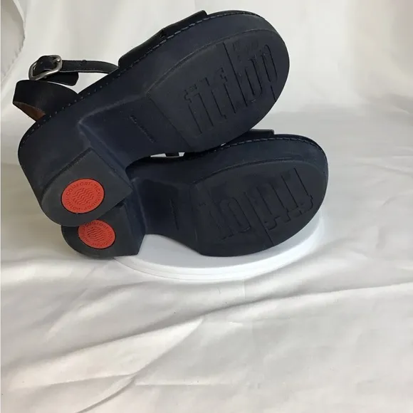 Fit Flop Women Chunky heel platform Sandals Sz. 5 Blue NWOT Comfort, Retro
