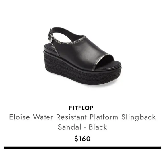 Fitflop Eloise Water Resistant Platform Slingback Sandals size 9