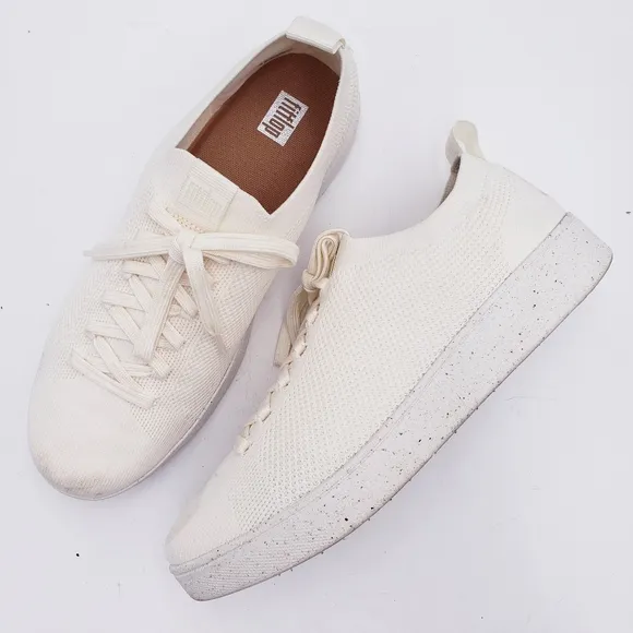 Fitflop Rally Sneaker in White Low Top Comfort Lace Up Women's Size 8.5