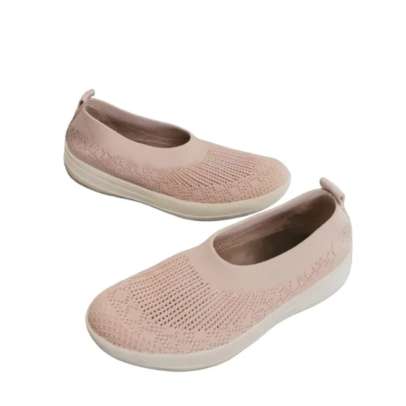 Fitflop Uberknit Ballerina Pink Slip On Knit Sneakers 37 6 Plantar Fasciitis