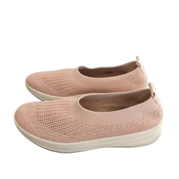 Fitflop Uberknit Ballerina Pink Slip On Knit Sneakers 37 6 Plantar Fasciitis