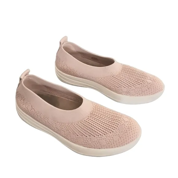 Fitflop Uberknit Ballerina Pink Slip On Knit Sneakers 37 6 Plantar Fasciitis