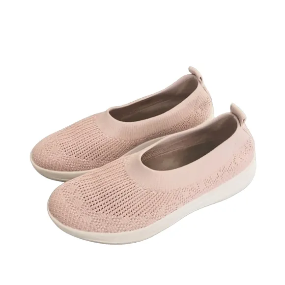 Fitflop Uberknit Ballerina Pink Slip On Knit Sneakers 37 6 Plantar Fasciitis