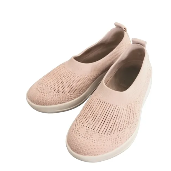 Fitflop Uberknit Ballerina Pink Slip On Knit Sneakers 37 6 Plantar Fasciitis