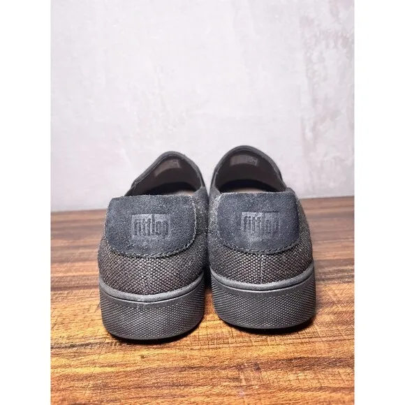 FITFLOP Womens Rally Glitz-Canvas Slip-On Skate Sneakers Loafers New Size 8.5
