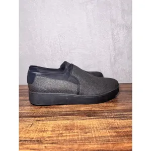 FITFLOP Womens Rally Glitz-Canvas Slip-On Skate Sneakers Loafers New Size 8.5
