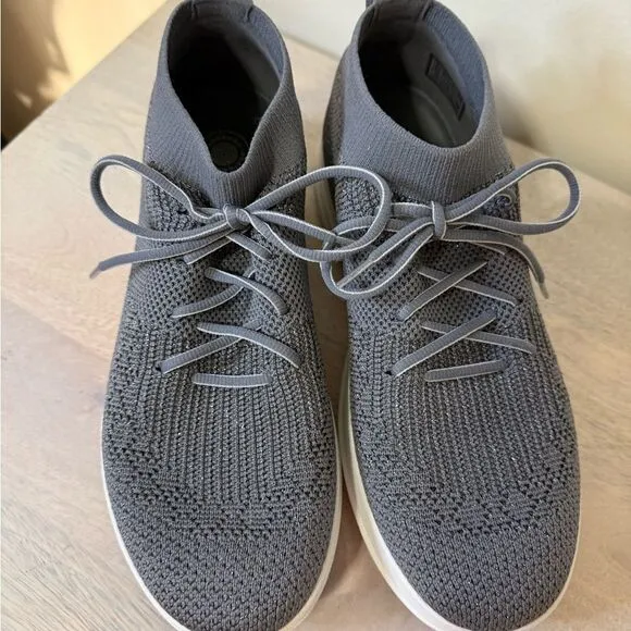 Fitflop Womens Uberknit Hightop Sneaker Grey Silver Metallic Size 7 1/2