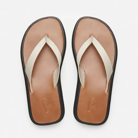 Flattered Brooke Leather Crème Sandals Size 38
