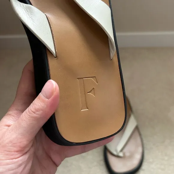 Flattered Brooke Leather Crème Sandals Size 38