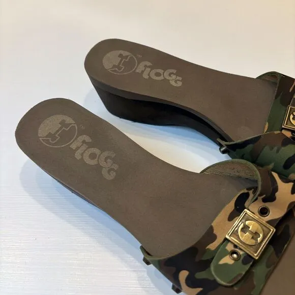 Flogg Women's Melanie Camo Camouflage Leather Slides Sandals US Size 8‎