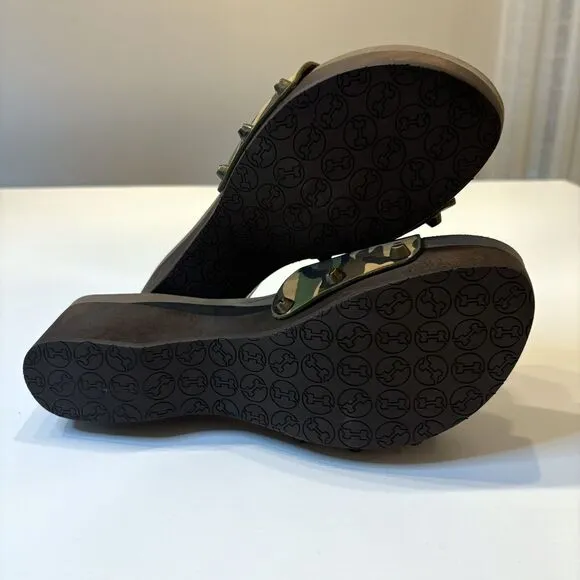 Flogg Women's Melanie Camo Camouflage Leather Slides Sandals US Size 8‎