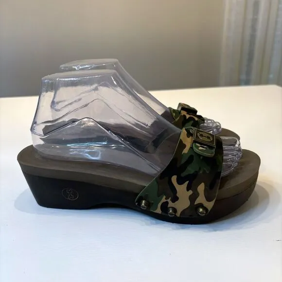 Flogg Women's Melanie Camo Camouflage Leather Slides Sandals US Size 8‎