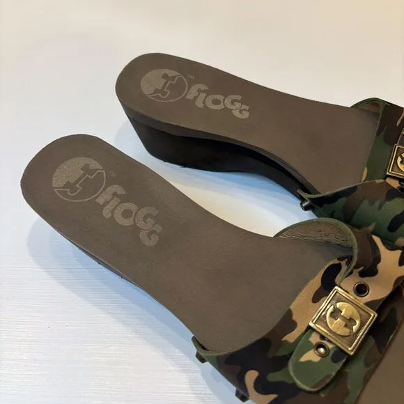 Flogg Women's Melanie Camo Camouflage Leather Slides Sandals US Size 8‎