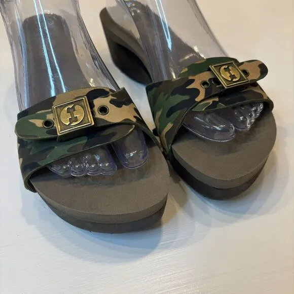 Flogg Women's Melanie Camo Camouflage Leather Slides Sandals US Size 8‎
