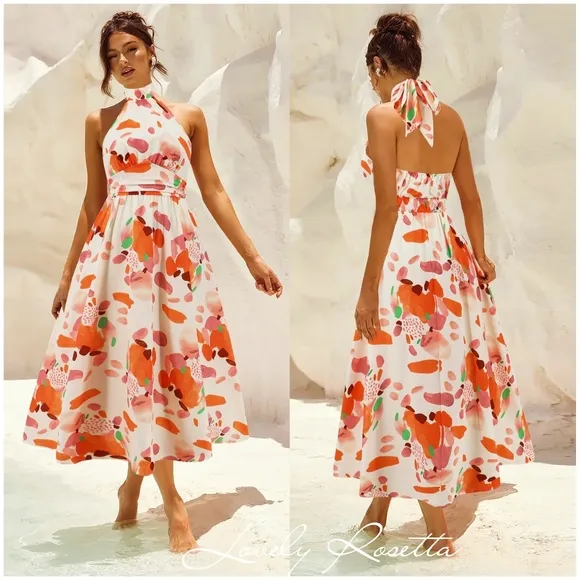 Floral Halter Neck Dress