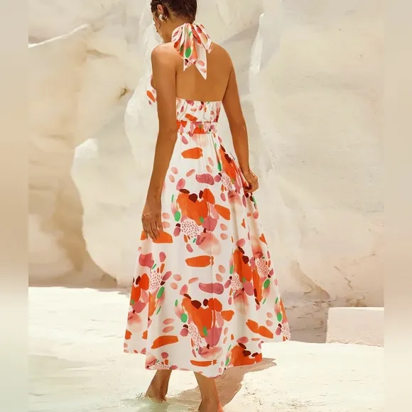 Floral Halter Neck Dress