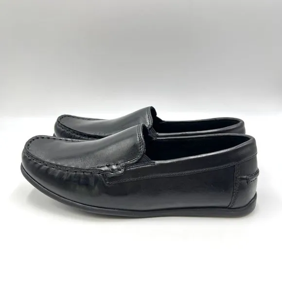 Florsheim Boys Big Kids Jasper Venetian Jr Black Leather Dress Loafers Shoes 6.5