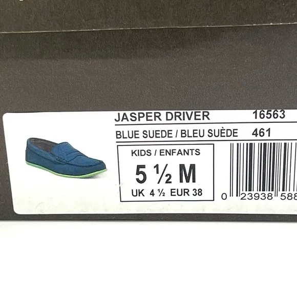 Florsheim Boys Jasper Driver Jr. Blue Suede Leather Loafers Shoes Kid's Size 5.5