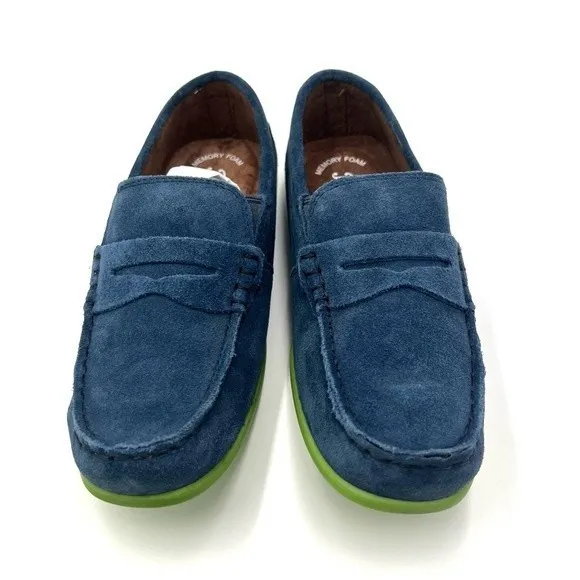 Florsheim Boys Jasper Driver Jr. Blue Suede Leather Loafers Shoes Kid's Size 5.5
