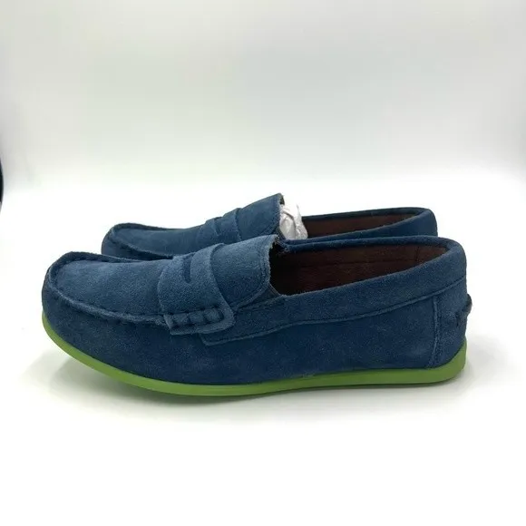 Florsheim Boys Jasper Driver Jr. Blue Suede Leather Loafers Shoes Kid's Size 5.5