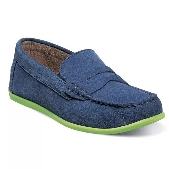 Florsheim Boys Jasper Driver Jr. Blue Suede Leather Loafers Shoes Kid's Size 5.5