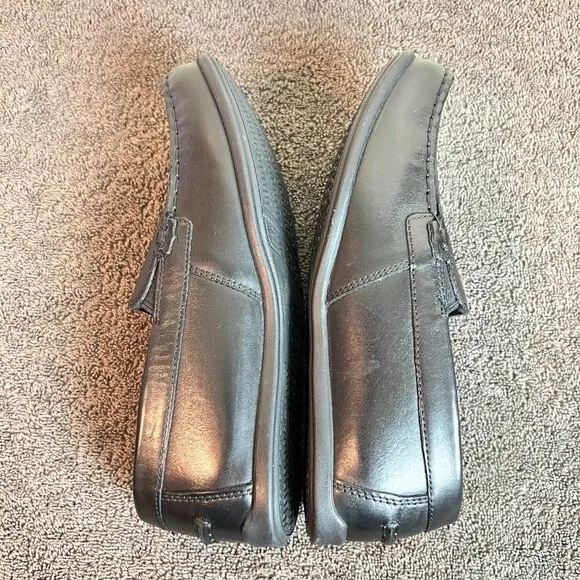 Florsheim Boys Kids Jasper Black Leather Slip On Loafers Dress Shoes Size 5.5M
