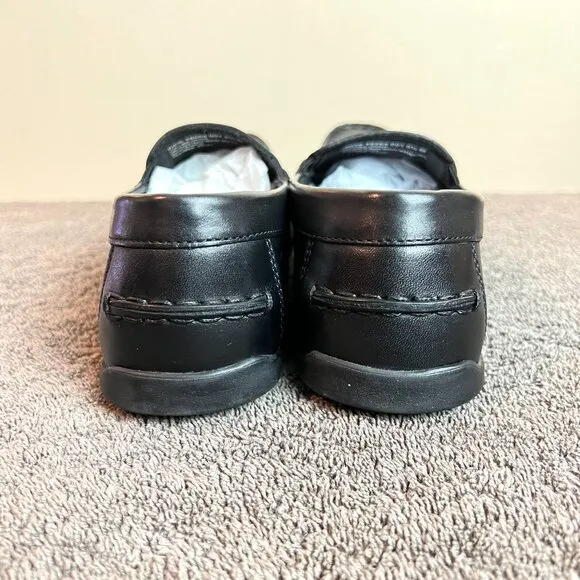 Florsheim Boys Kids Jasper Black Leather Slip On Loafers Dress Shoes Size 5.5M