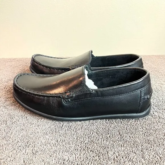 Florsheim Boys Kids Jasper Black Leather Slip On Loafers Dress Shoes Size 5.5M