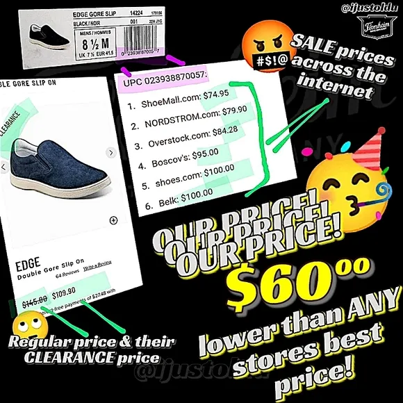 Florsheim Edge Double Gore Slip-On | Men's 8.5 / Black | Model № 14224-001