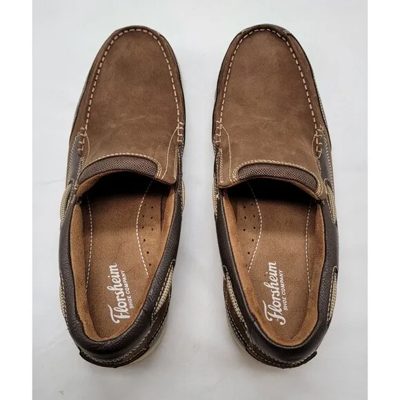 Florsheim Lakeside Men's Brown Nubuck Brown Slip on Shoes 11 M 11391-200 Moc Toe