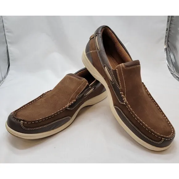Florsheim Lakeside Men's Brown Nubuck Brown Slip on Shoes 11 M 11391-200 Moc Toe