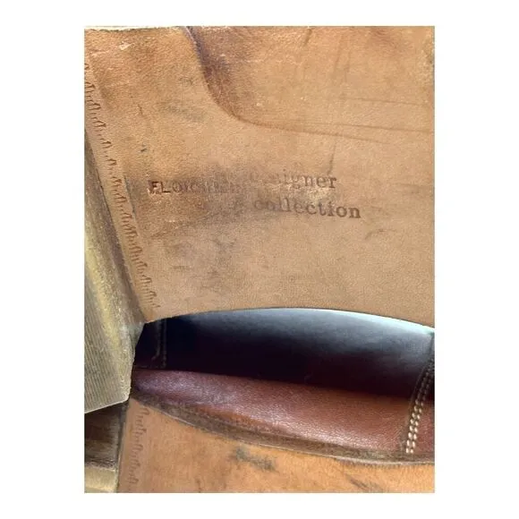 Florsheim Womens Sz.10C Brown Leather Ankle Boots With Buckle &amp; Zip Closure VTG.