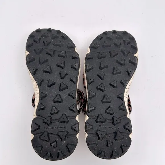 Flower Mountain women’s Nazca pink brown Leopard Print chunky open toe Sandals 7