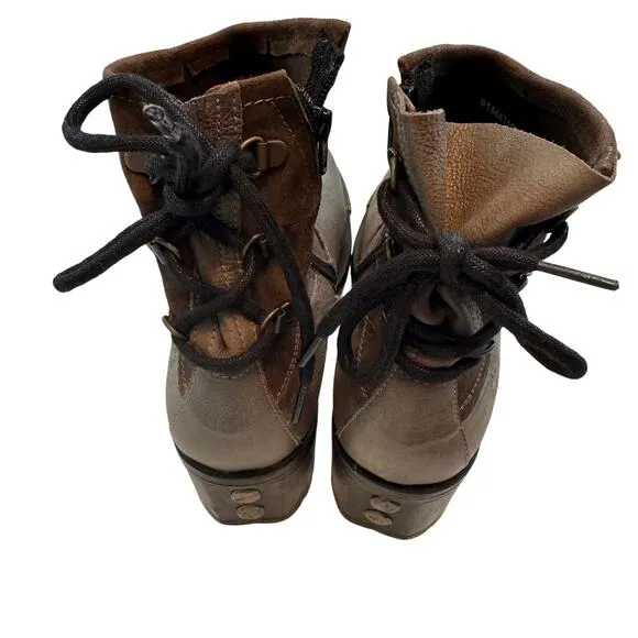 Fly London tie up back, side zip boots
