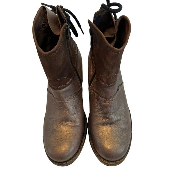 Fly London tie up back, side zip boots