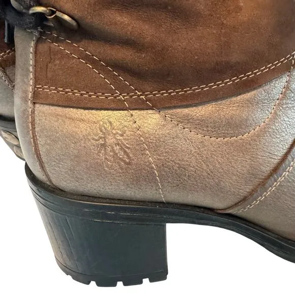 Fly London tie up back, side zip boots