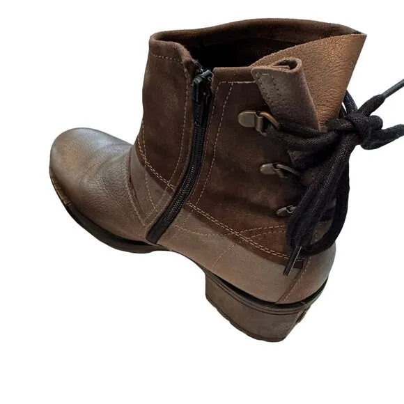 Fly London tie up back, side zip boots