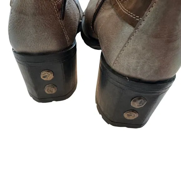 Fly London tie up back, side zip boots