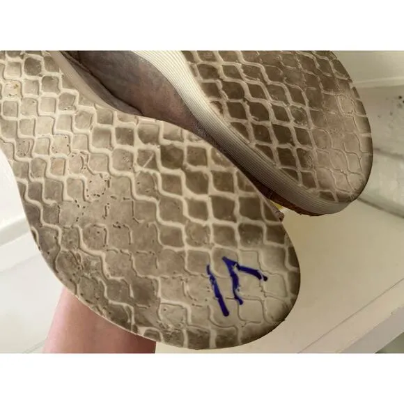 Fly London Wigg Chunky Wedge Mule Sandal Slide Silver Burnout Size 40 = US sz 9
