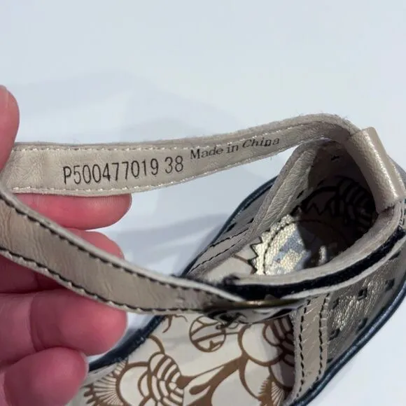 Fly London Yoda Bronze Leather Peep Toe Wedge Slingback Sandals ~ Size 8 (38EU)