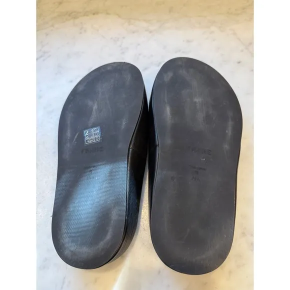 FRAME Denim Le Laurel Leather Criss Cross Slides Sandals Black Casual Size 38.5
